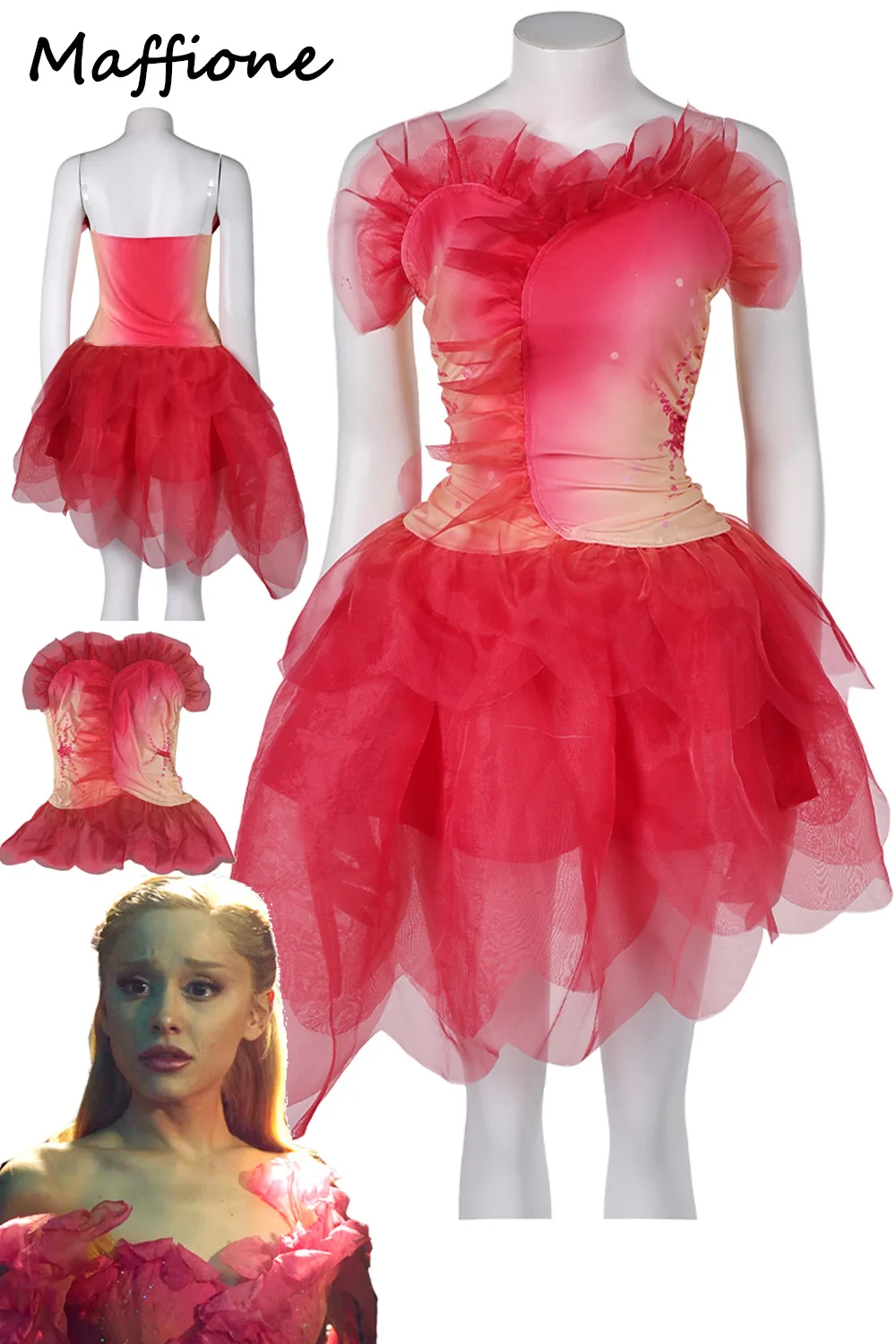 Glinda косплей музыкальный 2024 фильм Wiked красное платье костюм женский сценический с
