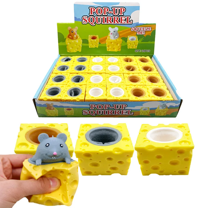 

Creative Decompression Cute Cheese Mouse Cup Pinching and Squeezing Squirrel Cup Decompression Toy Children's Toy Birthday Gift