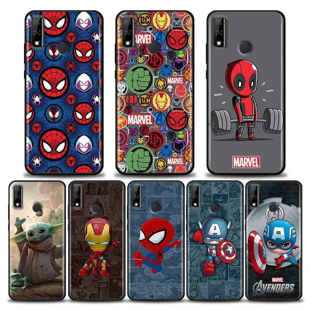 Funda suave con dibujos animados para Huawei, carcasa con logotipo de Marvel, Spiderman, Deadpool, Y7, Y9, 2019, Y6p, Y8s, Y9a, Y7a, Mate 10, 20 Lite, 40 Pro