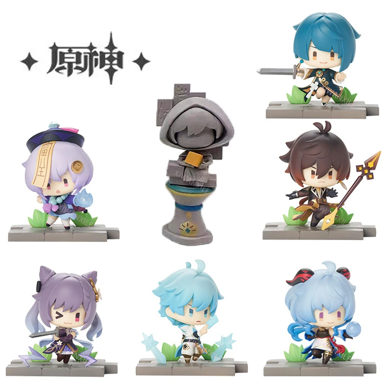 

7pcs/set Genshin Impact Anime Figure Liyue Battlefield Heroes Action Figure Qiqi/Morax/Ganyu/Xingqiu/Chongyun/Keqing Figure Toys