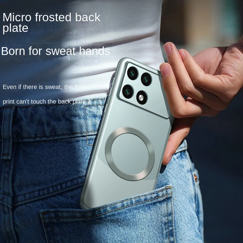 Чехол для Xiaomi POCO X6 Pro жесткий поликарбонатный Матовый Магнитный защитный чехол