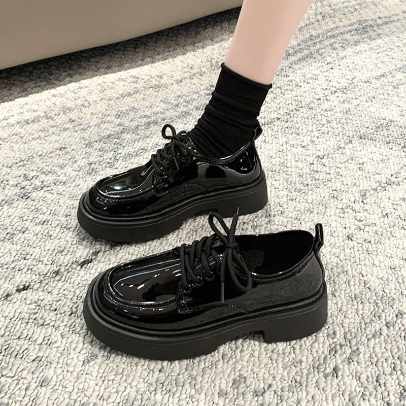 

Women's Shoes Platform Round Toe British Style All-Match Oxfords Casual Female Sneakers Shallow Mouth Flats Autumn Loafers With