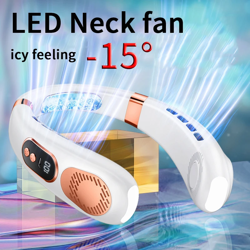 

New Mini Hanging Neck Fan Digital Display Air Cooler Bladeless Neck Fan Rechargeable Portable Air Conditioner Neck Ventillator