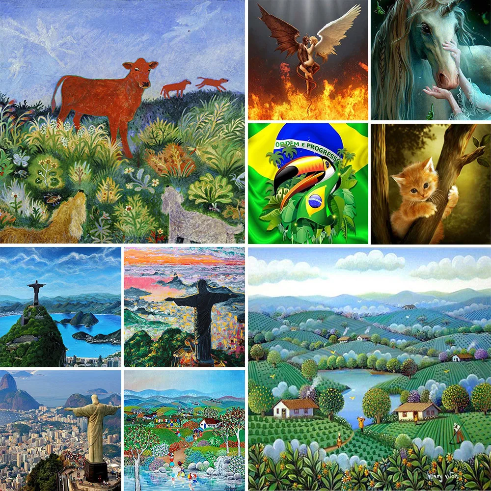 

Вышивка крестиком с изображением бразильского пейзажа, вышивка «сделай сам», узоры DMC, ремесло, хобби, вязание, рукоделие, распродажа, рассчи...