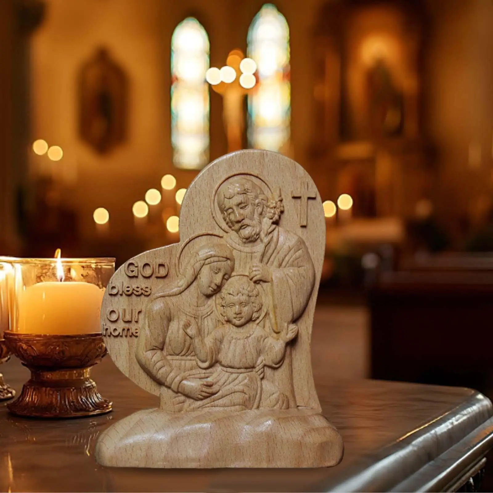 Статуя Святой семьи Рождественский офис Религиозная фигурка Иисуса Мэри Джозефа