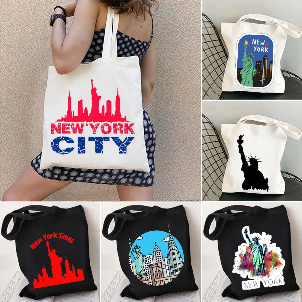Винтажная Холщовая Сумка-тоут NYC Love New York City милая сумочка-Шоппер на плечо с