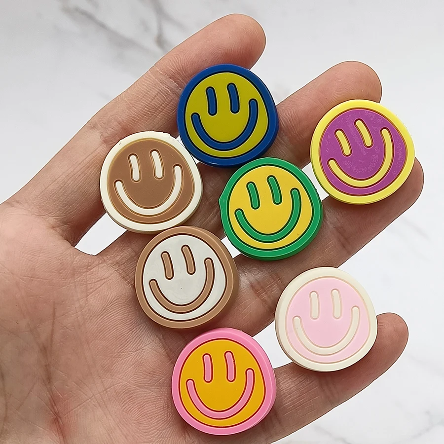 

Single Sale Colorful Smiley PVC Shoe Buckle Accessories Funny DIY Shoes Decoration Fit Pins Jibz For Crocs Charms Kid Party Gift