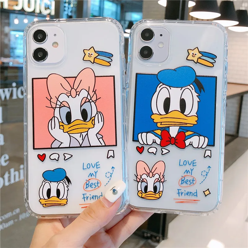

Disney couple cartoon Donald Duck suitable for iPhone6/7/8/11/13 phone shell Apple transparent soft shell airbag phone shell