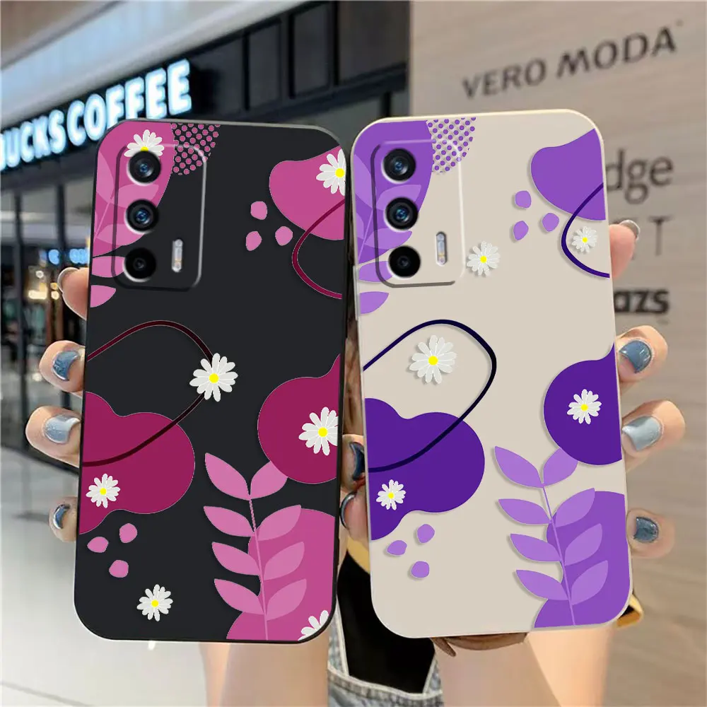 

Case For OPPO Realme 10 9 8 8I C30 C31 C33 C35 C55 GT NEO 2 3 5 NARZO 50 5G Case Cover Funda Cqoue Shell Capa Red Purple Flowers