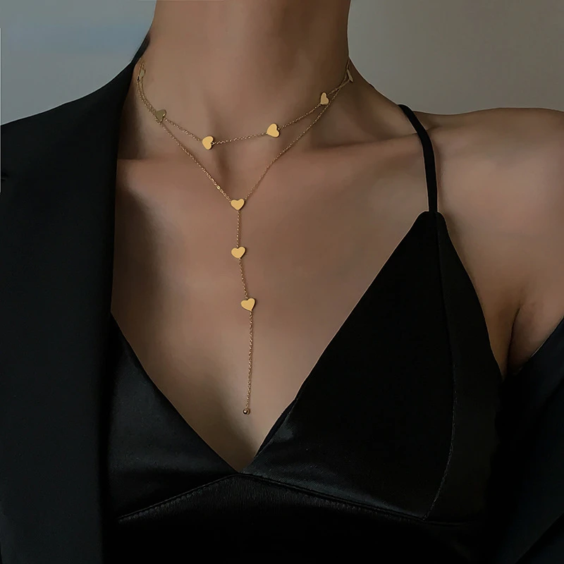 

European and American Temperament Simple High-end Gold Multi-drop Tassel Necklace Female Ns Cold Wind All-match Long Collarbone
