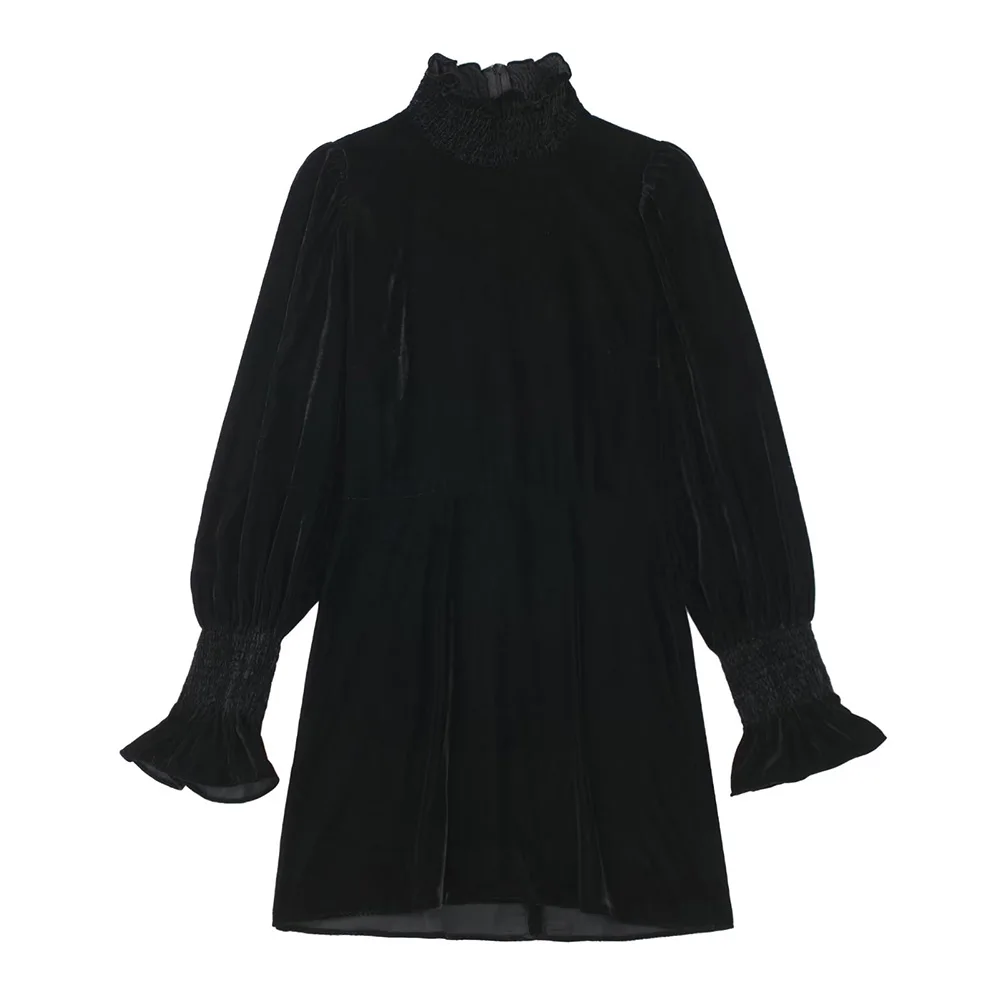 

DiYiG WOMAN2022 Women's New Fashion Dress Long Sleeve Lantern Sleeve Slim Solid Elegant Party Mini Dresses Chic Female Clothing