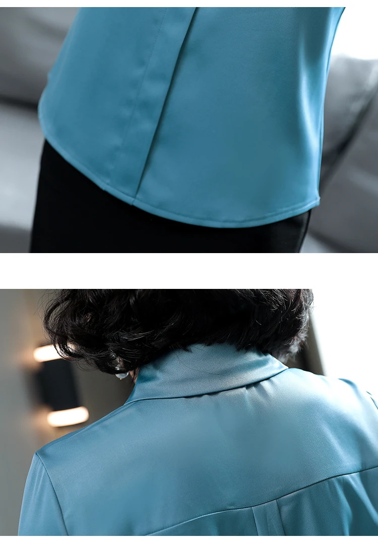 Блузка женская шифоновая с длинным рукавом и отложным воротником E140