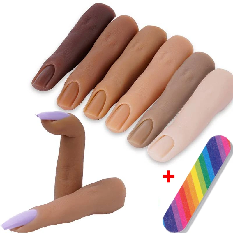 1pcs Nail Silicone Practice Hand Model With Joints Bendable Silicone Fake Finger DIY For Training uñas accesorios y herramientas