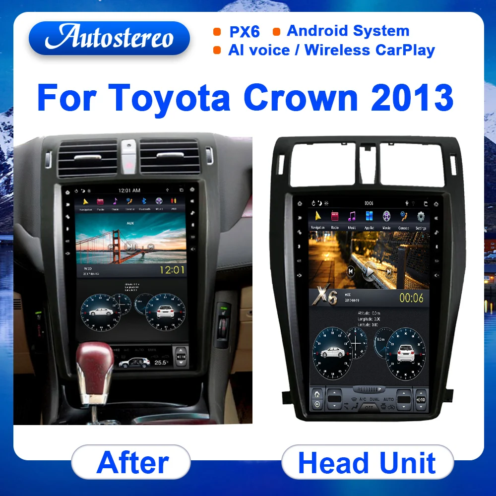 

Автомагнитола 13,6 дюйма для TOYOTA CROWN 13-го поколения 2009-2014, Android, GPS, автостереосистема, мультимедийный плеер, навигатор, записывающее устройство...