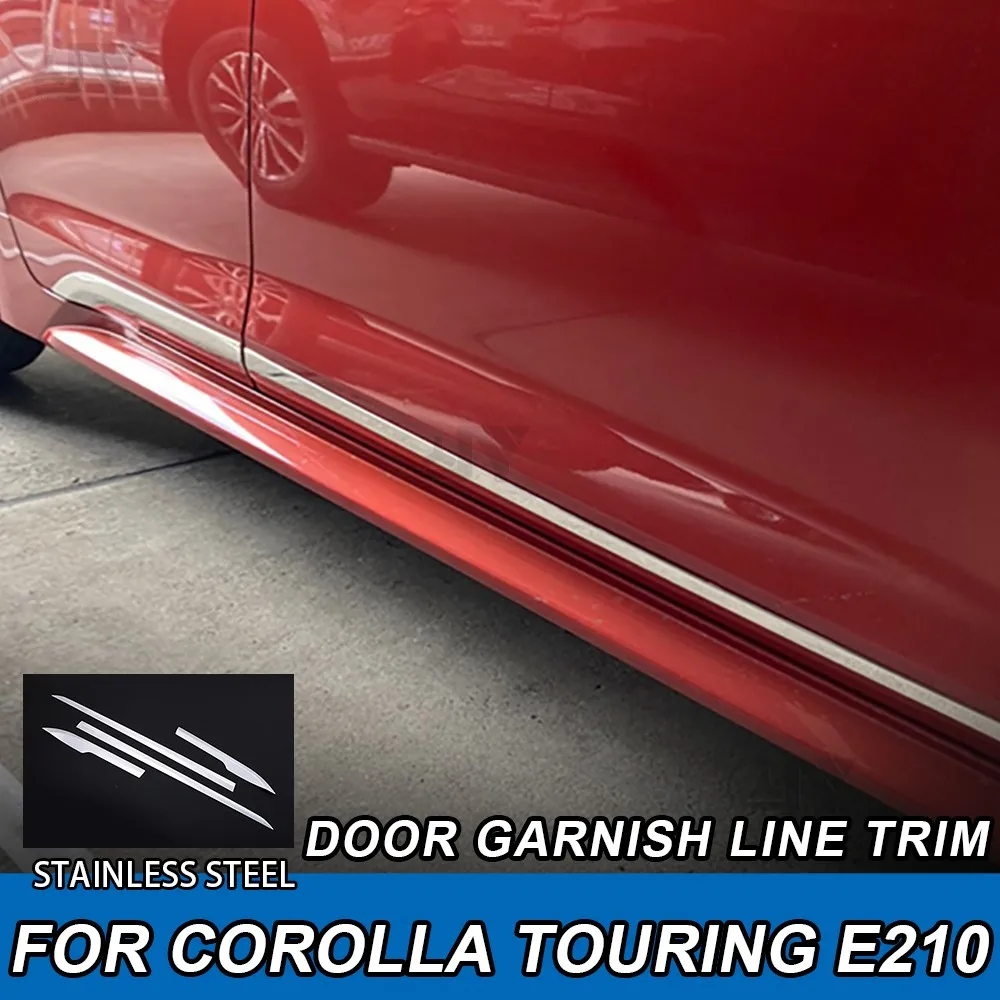 Фото 4 шт. хромированная накладка на дверь для Corolla Touring E210 2019, молдинг на боковую дверь автомобиля, длинные полоски, литьевые аксессуары для Corolla №1