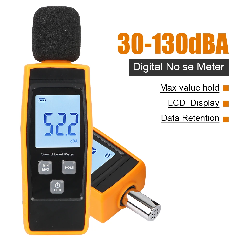 

Decible Monitor Mini Noise Meter DB Meters Sound Detector Hand-Held Digital Sound Level Meter RZ1359 Noise Tester 30-130dB