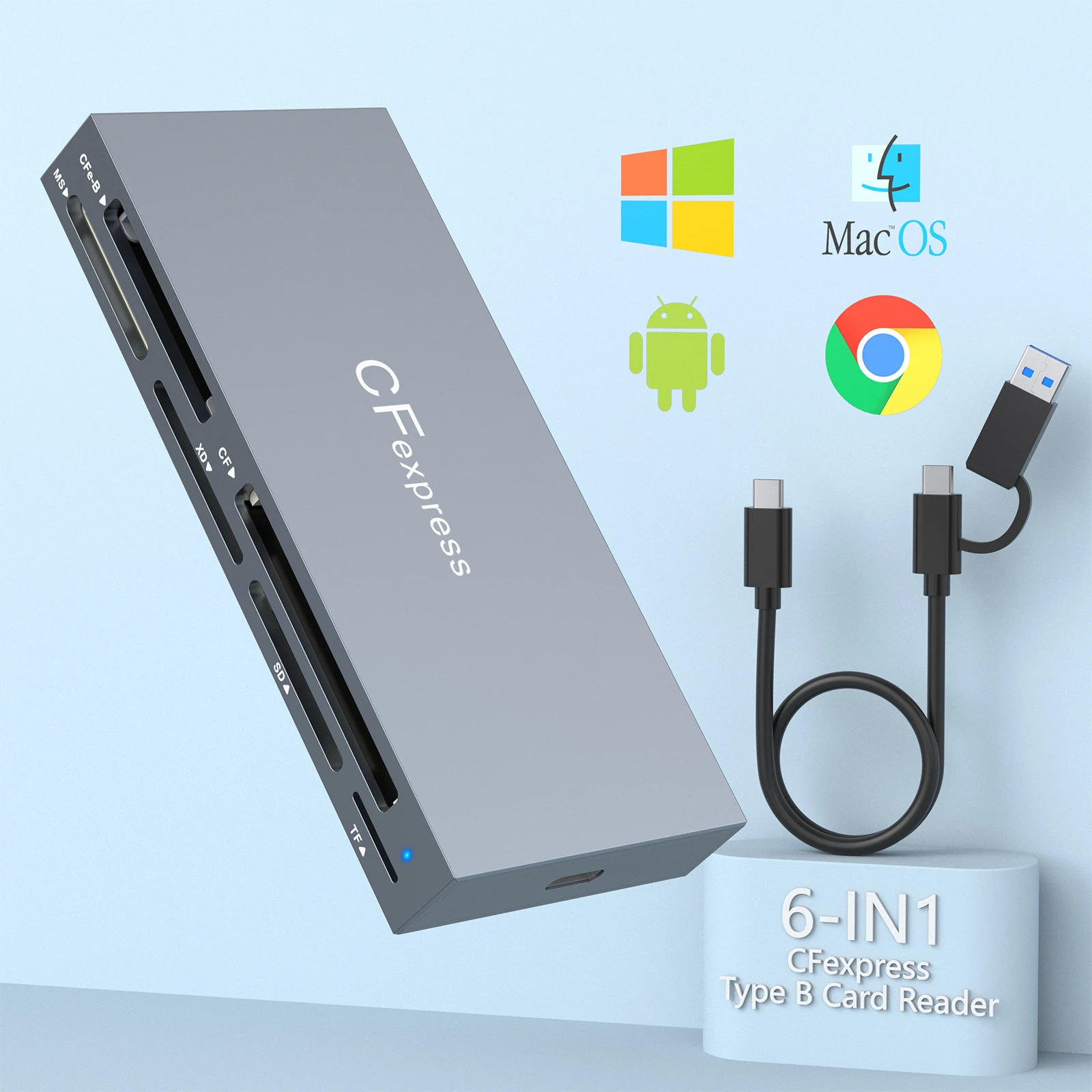 Кардридер CFexpress 6 в 1 10 Гбит/с тип B/CF/XD/MS/SD/TF
