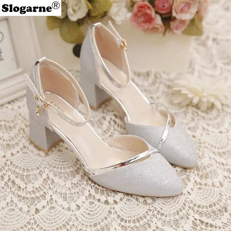 

Zapatos Dama Women Fashion High Quality Silver Wedding High Heel Shoes Female Golden Party Night Club Pumps for Spring Autumn
