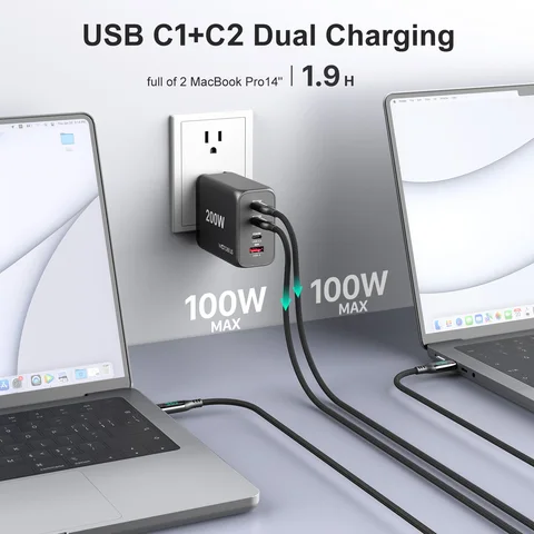 Быстрое зарядное устройство 200 Вт GaN 3 Pro, четырехпортовый PD100W PPS 65 Вт 45 Вт QC5 для iPhone 14 MacBook Samsung HP Dell Lenovo ноутбуки