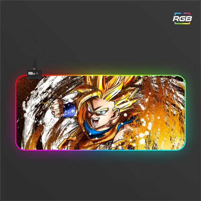 

Коврик для мыши Dragon Ball Z Son Goku Kakarotto DBZ со светодиодсветильник кой, большой Настольный коврик для клавиатуры с RGB подсветкой, игровой коврик дл...