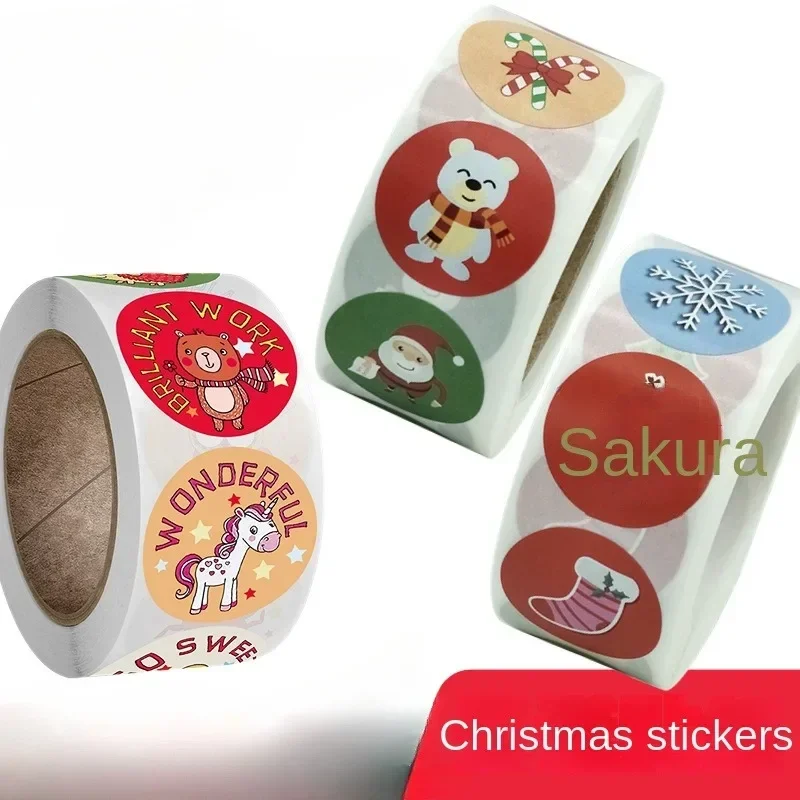 100-500 шт. рождественские наклейки со снеговиком этикетки для печати 8 узоров