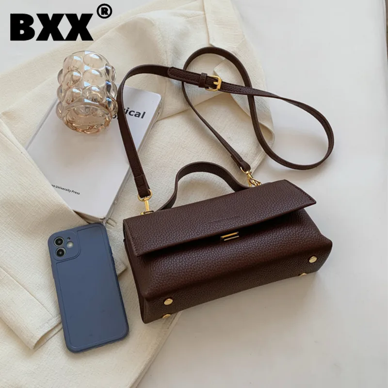 

[BXX] Ladies 2023 New Fashion Handbag Double Layer Female Bag Solid Color Retro Messenger Casual Mobile Phone Bags 8AB834