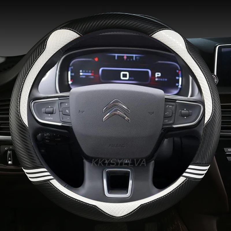 

Для Citroen C1 C2 C3 C4 C5 C4L Berlingo C4 PICASSO C5 AIRCROSS чехол рулевого колеса автомобиля из углеродного волокна + кожаные автомобильные аксессуары