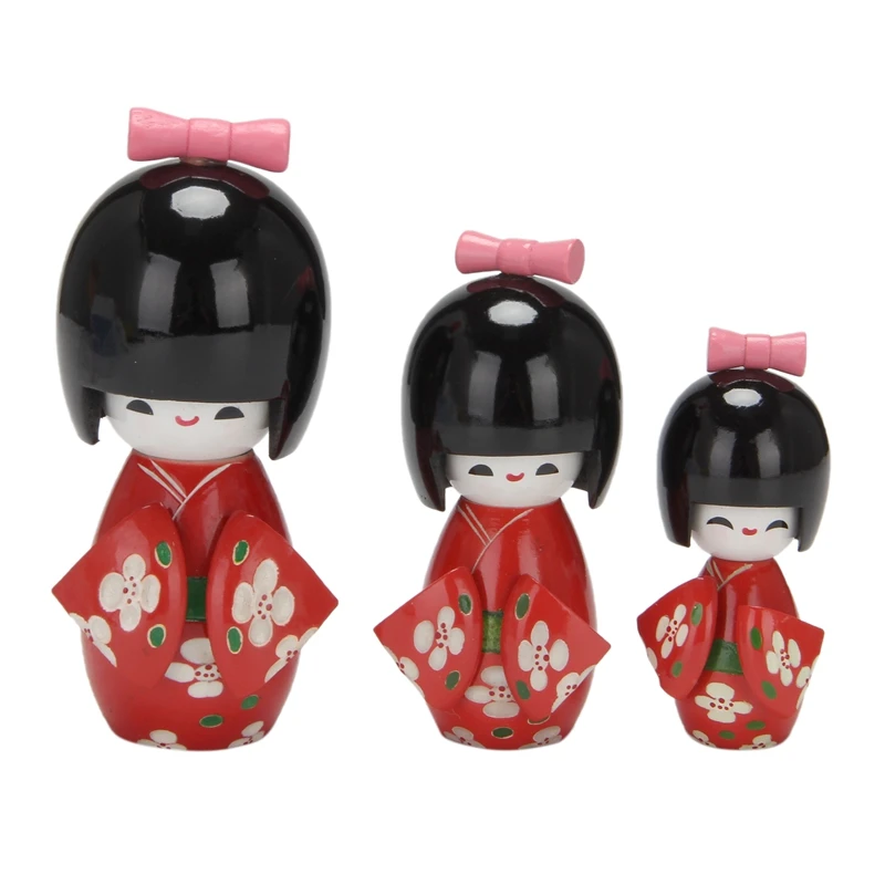 

1 Set Cherry Blossom Cute Handmade Oriental Japanese Kokeshi Wooden Dolls Girl Gift Decoration Ornament Model