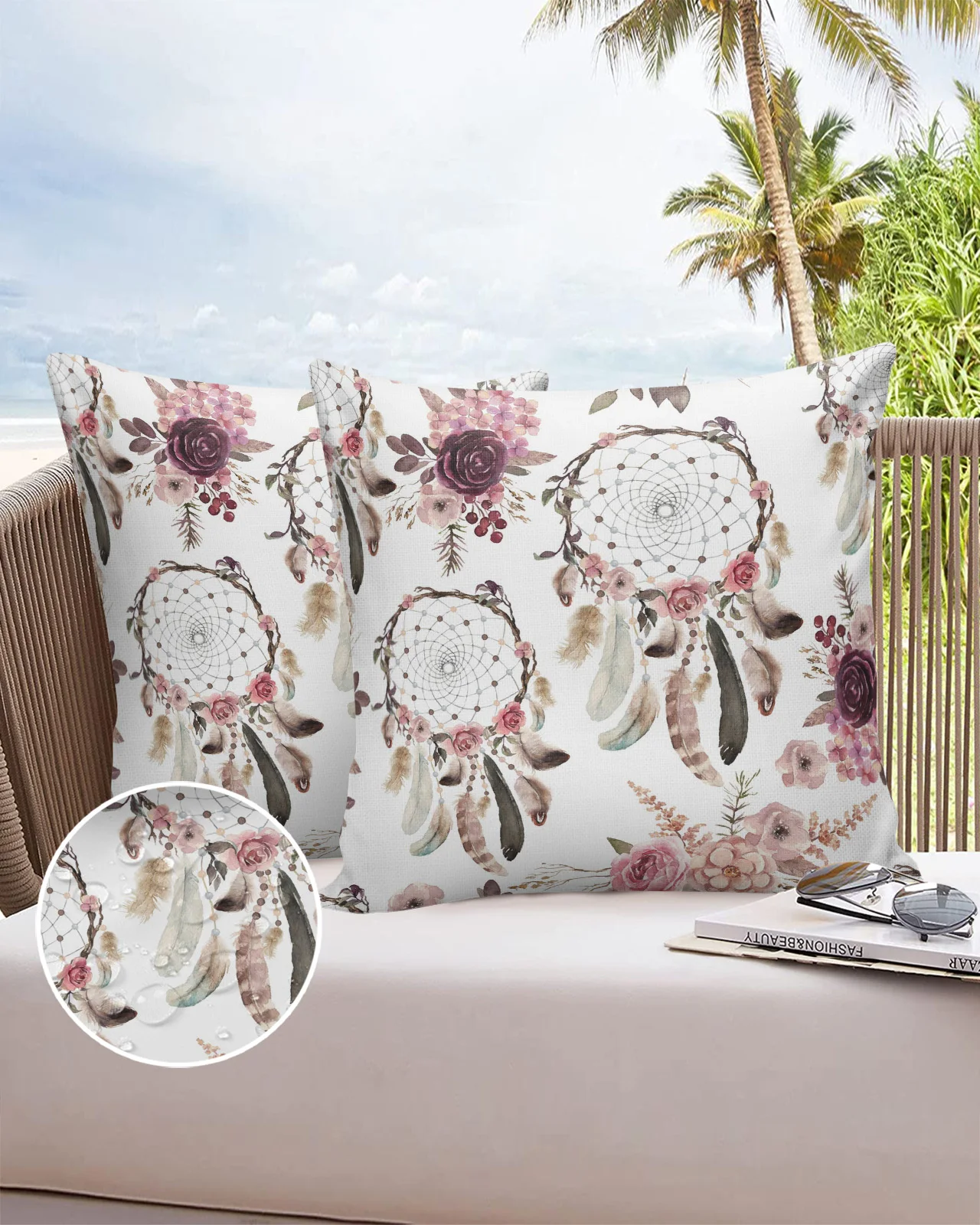 

Dream Catcher Flowers Feathers Sofa Double-sided Printing Pillow Covers 30 X 50cm Waterproof Square Pillowcase for Bedroom