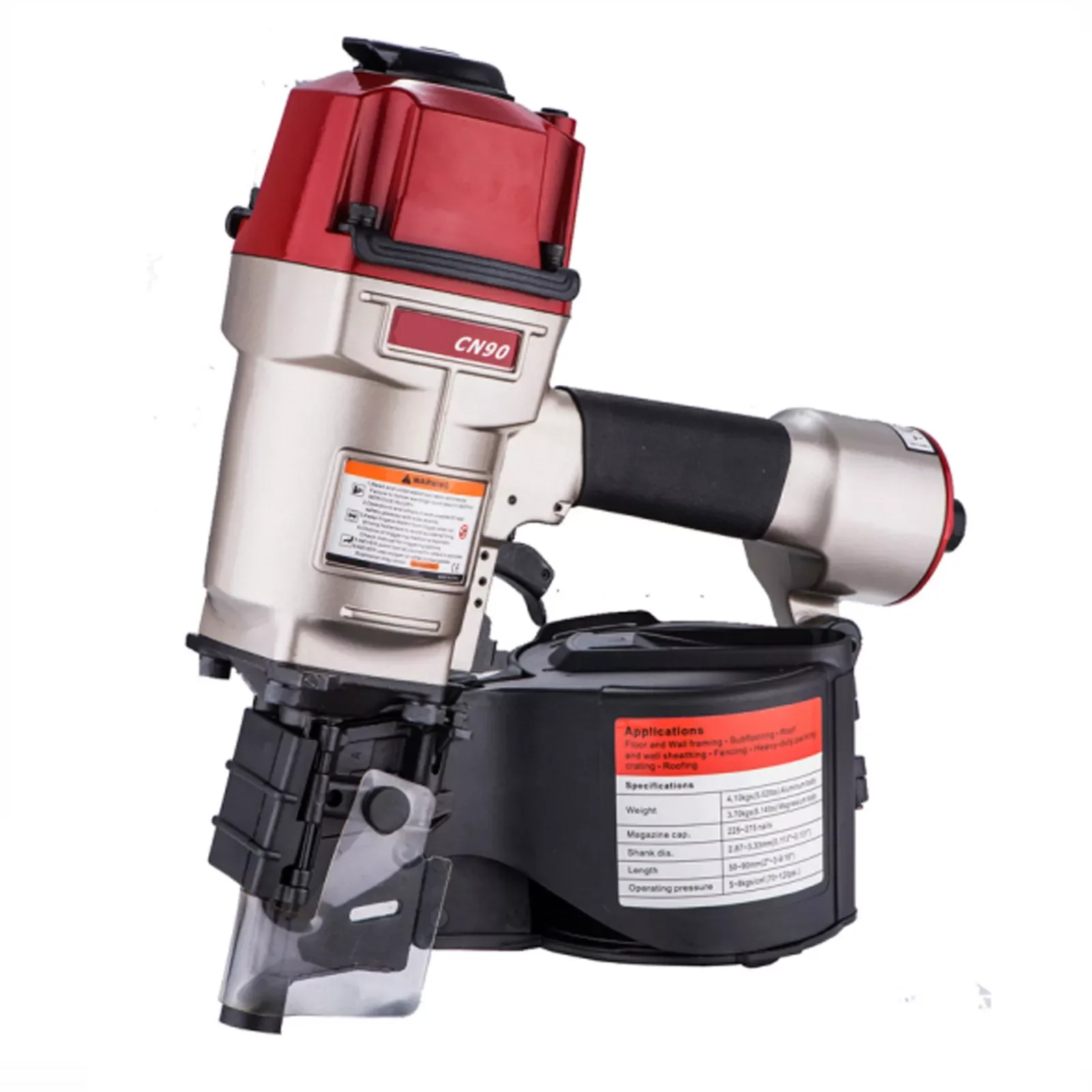 

Nail Gun Air Industrial Coil Nailer Nail Gun CN90 Air Tools 200-300 nails For Framing Fencing Wood Pallet Housing.