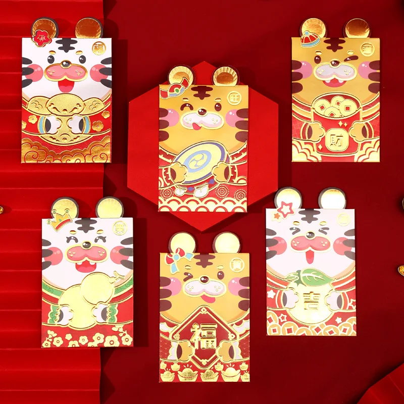 

36Pcs Tiger Pattern Red Pocket Envelope Red Envelope Chinese New Year Decorations 2022 Tiger Gifts for New Year 2022 Hongbao
