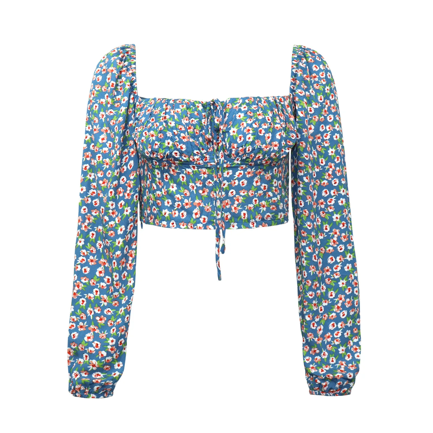 

2023 Women's Floral Shirt Women's Summer Retro Square Neck Top One Neck Shirt One Shoulder Top Women