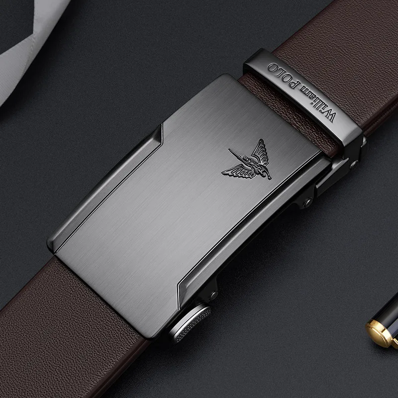 Мужской ремень из натуральной кожи с автоматической пряжкой