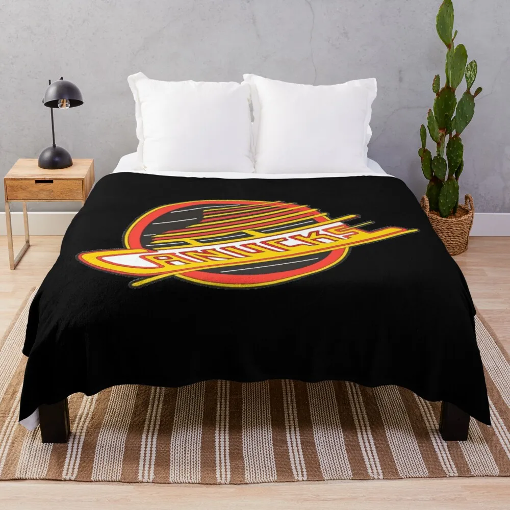 

Vancouver Hockey - Retro Canucks Skate Throw Blanket Quilt Blanket