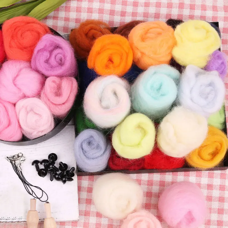 

New Arrival 86 colors 5g/10g/20g/50g/100g Felting Wool Fibre Felt Fabric Felt Craft Toys Felting Wool Handmade Felting Craft