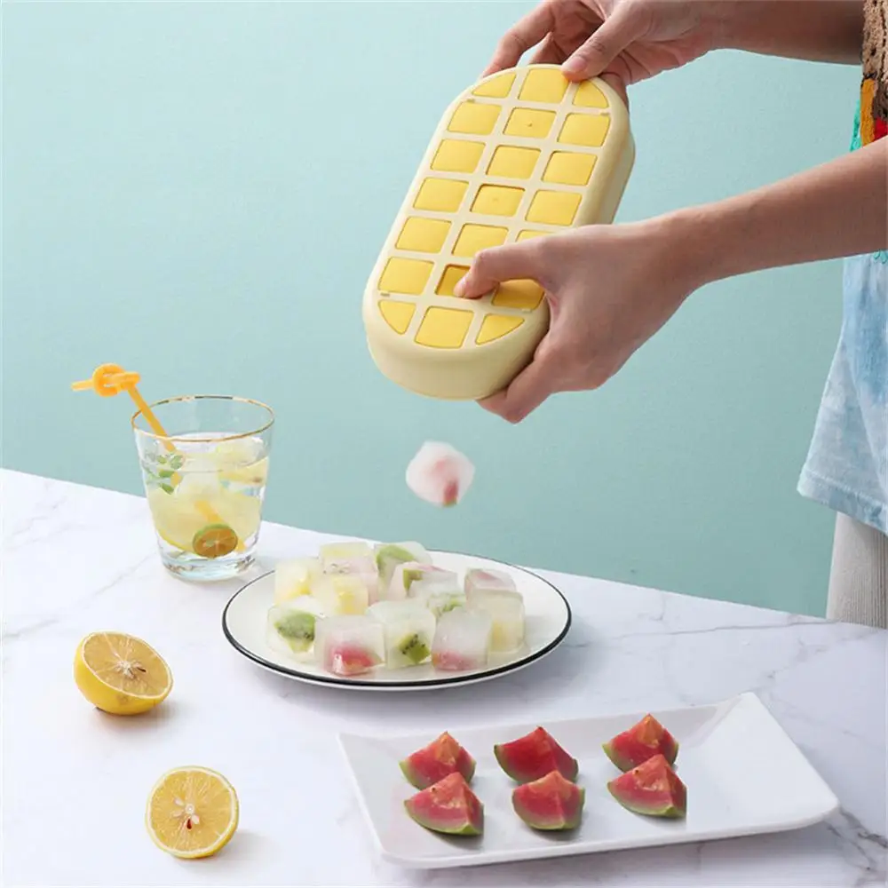 

21 Grids Silicone Mold Ice Tray Mould 2-layer Design Easy Demoulding TPE Soft Glue PP Ice Box DIY Fruit Ice Cream Maker Reusable