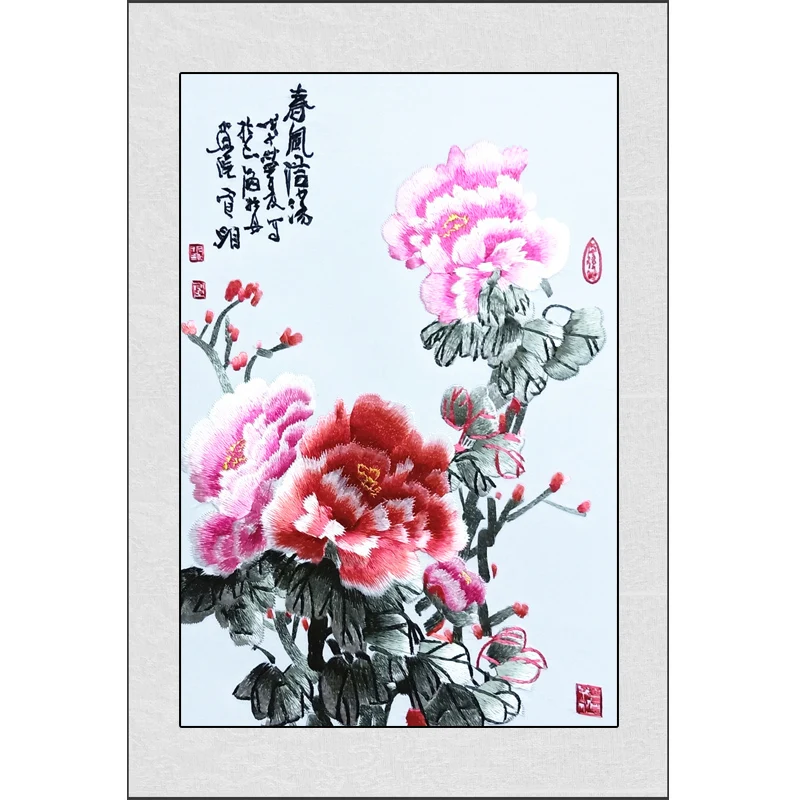 Роспись из высококачественного шелка с вышивкой Пион для гостиной спальни