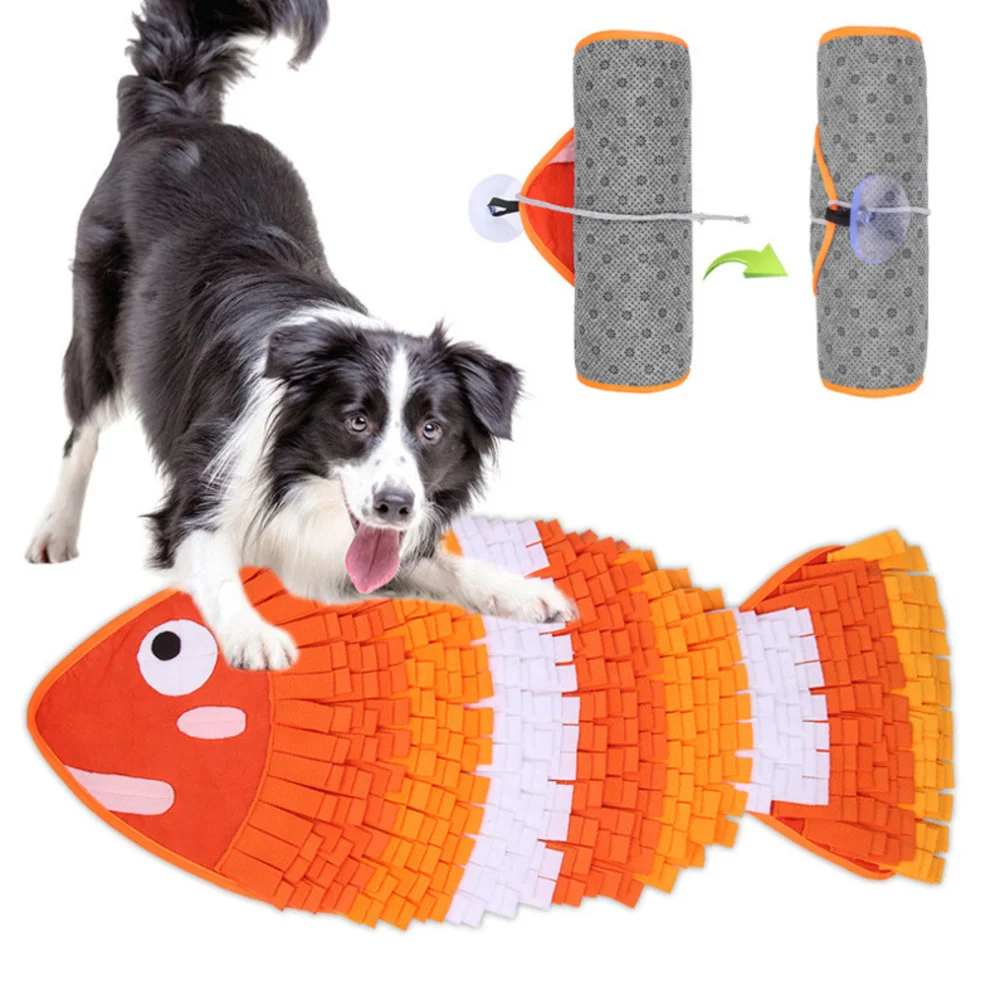 

Puzzle Game Sniffing Mat Pet Dog Sniffing Mat Fish Shape Foraging Training Dog Feeding Mat Blanket Toy Slow Dispensing Feeder
