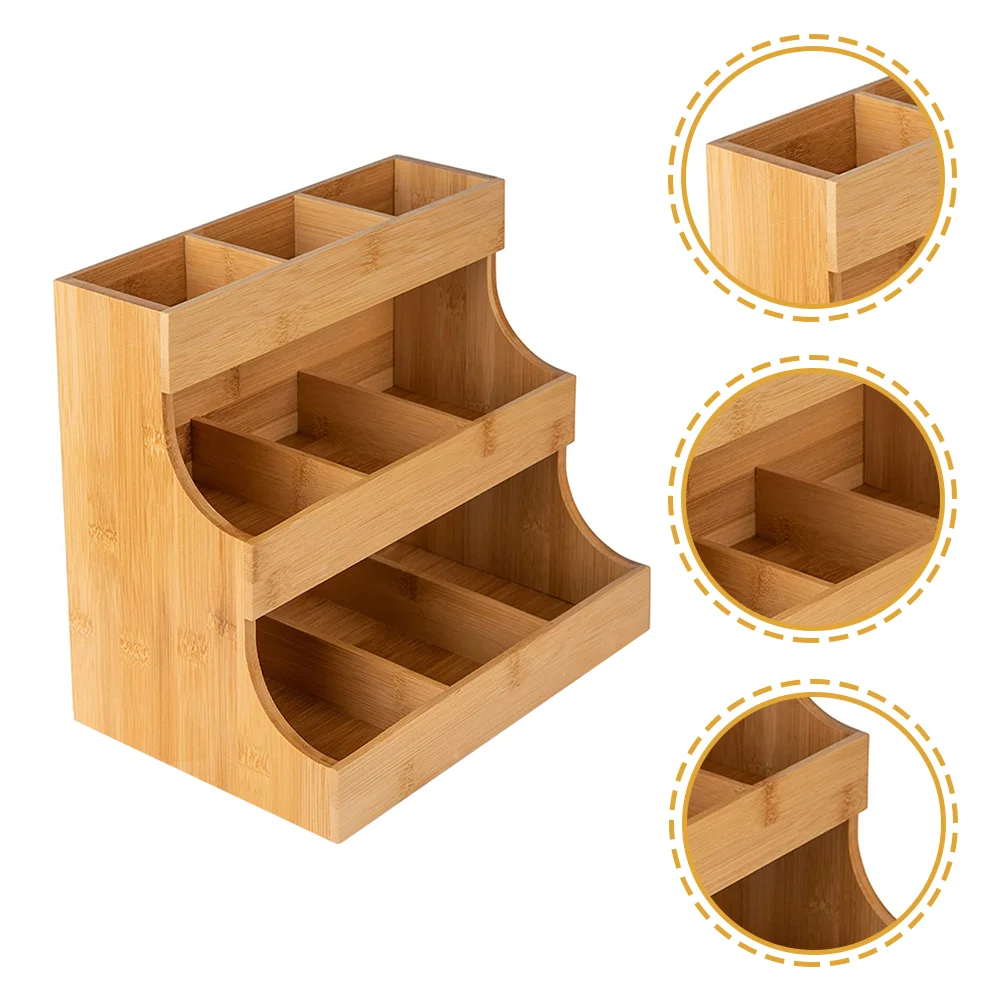 

Wooden Tea Bag Holder Tea Coffee Sugar Bag Storage Shelf Office Supply