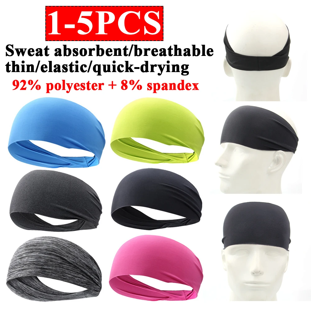 

1-5PCS Sports Yoga Sweatband Unisex Elastic Gym Cycling Basketball Sweat Headband Women Men Fitness Breathable Safety Hair Band