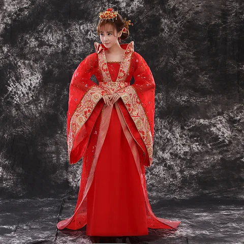 Женский костюм ханьфу, платье императорской принцессы, китайская сказочная одежда со шлейфом, платье для народного танца, одежда старой династии Тан