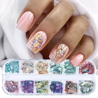 1 box shell for nails abalone texture stone flakes 3d charms nail art decoration kawaii irregular marble manicure slice labh