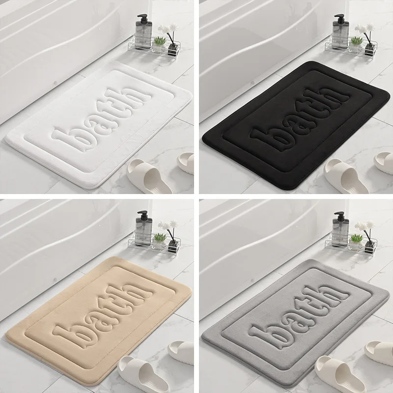 

Inyahome Memory Foam Bath Mats Rugs for Bathroom Water Absorbent Floor Indoor Door Mat Outdoor Kitchen Rug Shower Carpet White