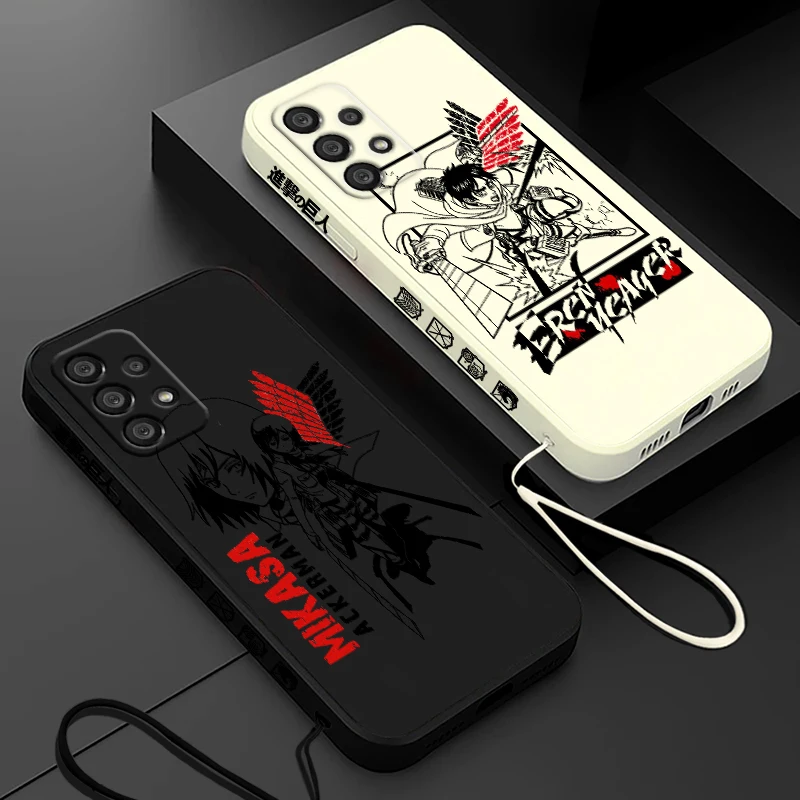 

Hot Anime Attack on Titan Samsung Phone Case For A73 A53 A33 A52 A32 A71 A51 A21S A03S A50 A30 5G Liquid Left Rope Cover