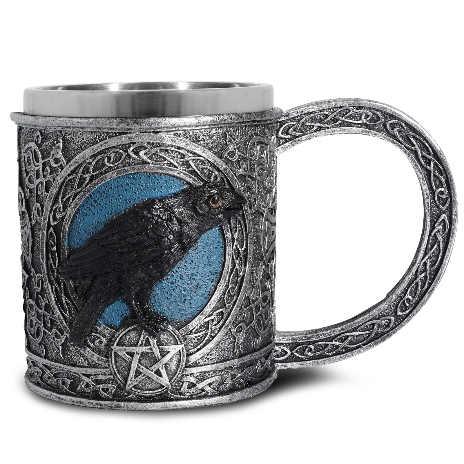 Nordic Viking Odin raven star Tankard Raven beer glass retro stainless steel wine glass bar Christmas gift