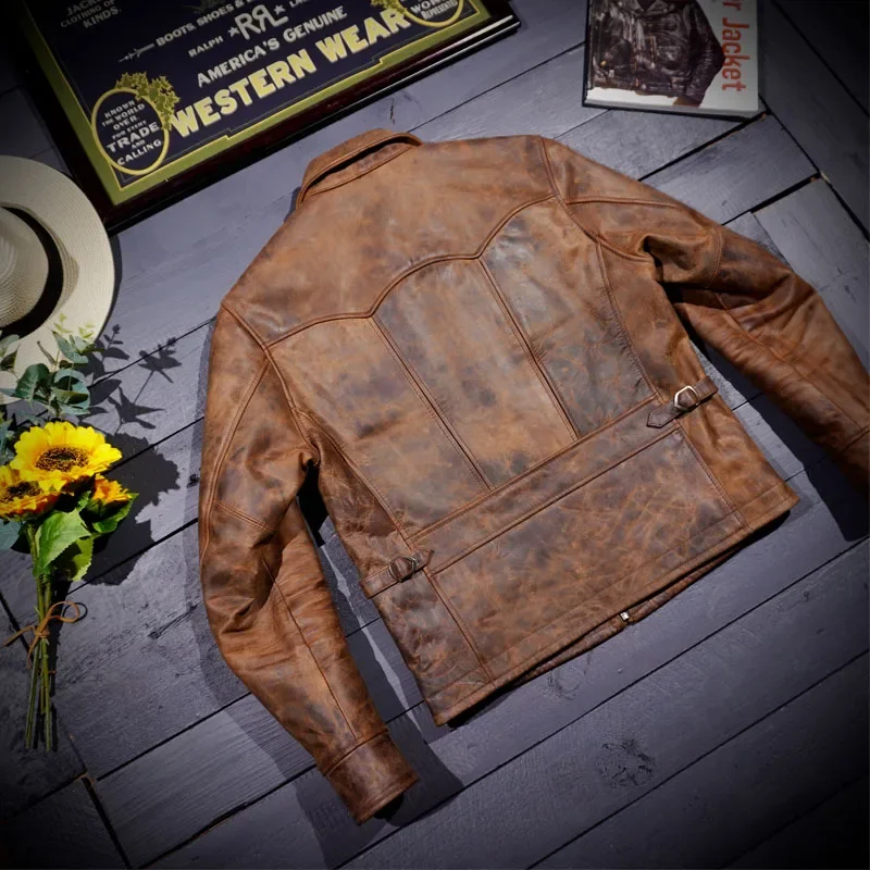 Кожаная куртка Blunt Razor CFS Kudu Style American Retro Italian Distressed Heavy Oil Wax Goat Skin Mendoza RRL