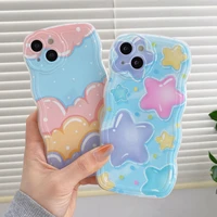 cute cartoon colorful star cloud phone case for iphone 13 11 12 iphone13 pro xs max xr shockproof wave bumper soft back cover