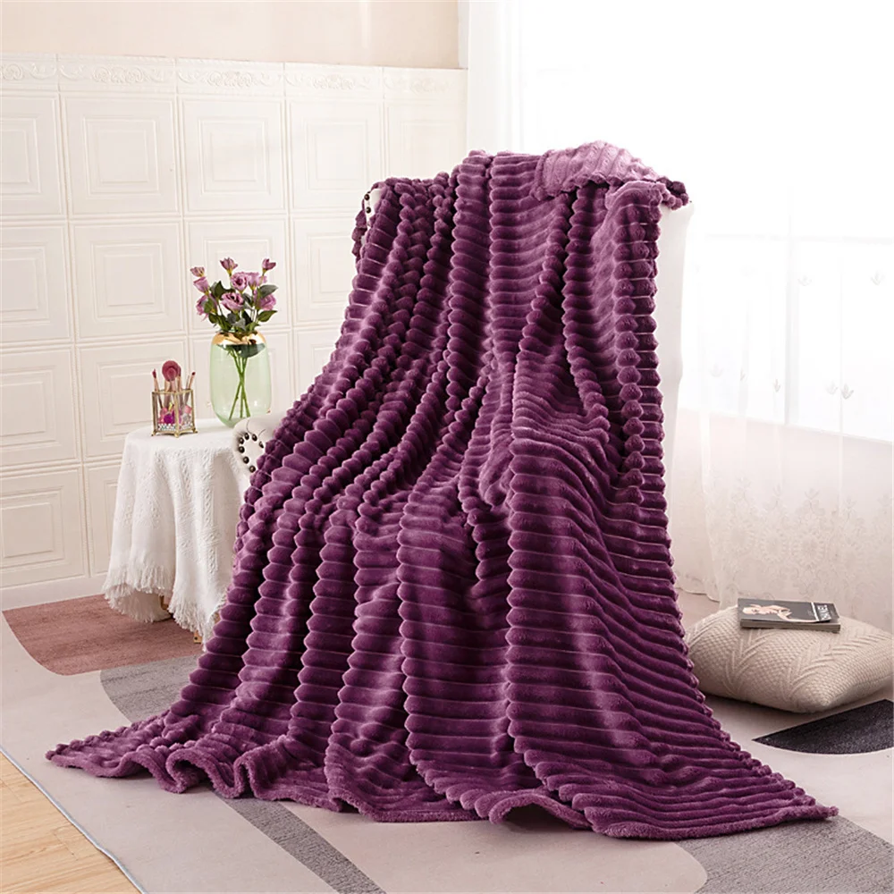 

Однотонное одеяло в полоску, Фланелевое флисовое коралиновое мягкое толстое покрывало для кровати для взрослых, зимнее теплое пушистое покрывало для дивана Kpop