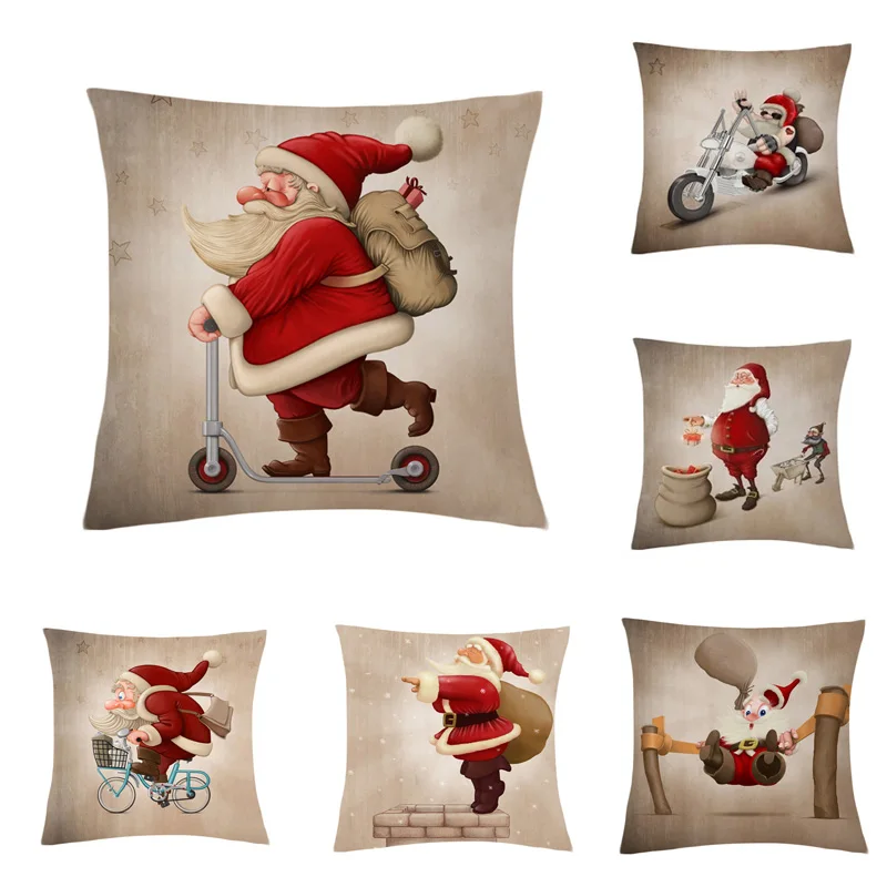 Christmas Pillow Case Cover Merry Santa Claus Decorative Pillowcases Creative Cartoon