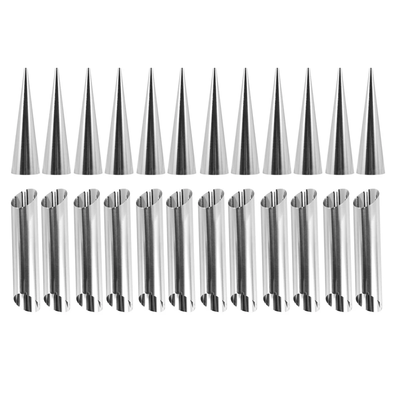 

Cream Horn Molds Set Croissant Mould Cone Tubular Cream Horn Moulds Cone Tubular Shaped Pastry Roll Baking Mold 24Pcs
